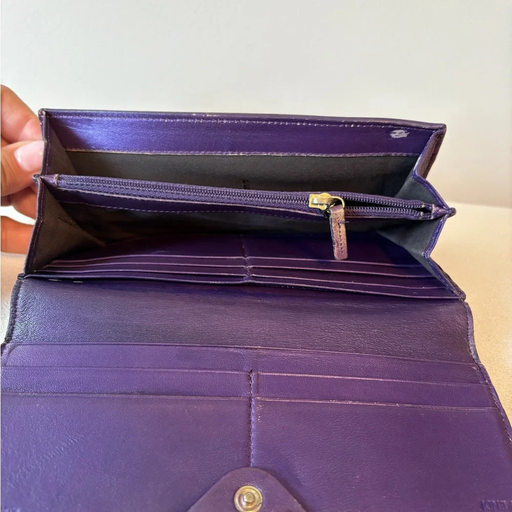 Fendi Leather Long Wallet – Shimmer Purple – Preowned